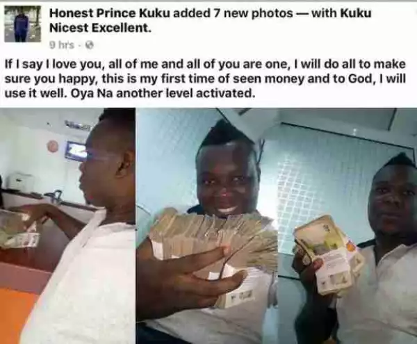 "My First Time Of Seeing Money" - Nigerian Guy In Ghana Poses With Bundles Of Cash